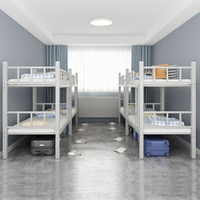 Lit superposé en acier de style minimaliste, lit double en fer forgé à tubes carrés, personnalisable, pour dortoirs étudiants, lit en fer pour deux personnes