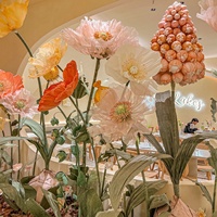 Grand ensemble de fleurs en organza de haute qualité fleurs géantes faites à la main pour la décoration d'affichage d'événement de mariage