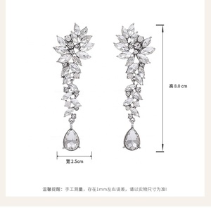 Orecchini pendenti con strass di cristallo orecchini pendenti con goccia d'<span class=keywords><strong>acqua</strong></span> con diamanti pieni gioielli da donna per banchetti di nozze da sposa - Product Image 6