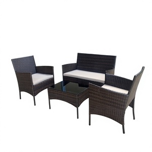 Premium Modern Contemporary Wicker Rattan Steel Frame <b>Garden</b> Patio Set <b>Cushions</b> Indoor/Outdoor Use All-Weather Comfortable Hotel - Product Image 3
