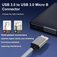Paru KAY casing logam kabel USB 1.5 a ke mikro Usb 5Gbps kabel Data USB 3.0 0 untuk Hard Drive Disk eksternal