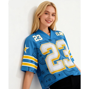 Maßgeschneiderte Streetwear T-Shirts Personalisiertes American Football Trikot Damen Mesh Football Boxy Trikot - Product Image 2
