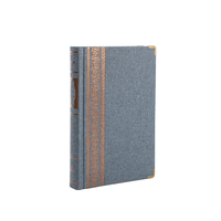 Carnet à couverture rigide en tissu de lin avec estampage doré, journal pré-encollé, bloc-notes, agenda et carnet de notes avec coins dorés et marque-page en ruban