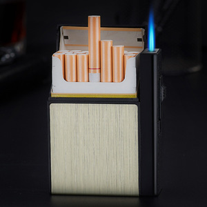 Estuche de Cigarrillos Personalizado con Logotipo, Impermeable, con Cierre Magnético, Tipo Dividido, Recargable con Butano, para 20 Cigarrillos, Paquete Completo, Metálico, para <span class=keywords><strong>Hombre</strong></span> - Product Image 3
