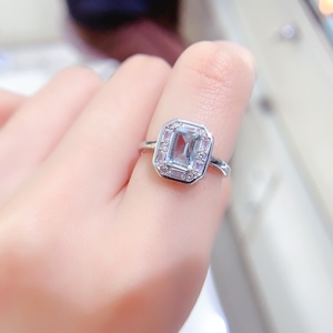Bijoux fins, bague solitaire taille émeraude 4 carats, plaqué blanc, argent sterling S925, diamant moissanite VVS, ensemble de 4 bagues taille émeraude - Product Image 3