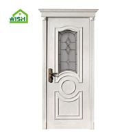 Porte de salle de bain en verre classique en MDF, finition moderne, étanche, manuelle, de luxe, pour appartement et chambre à coucher