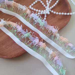 شريط دانتيل مطوي ملون عالي الجودة بعرض 2.5 سم مع كشكشة من جانب واحد - Product Image 2