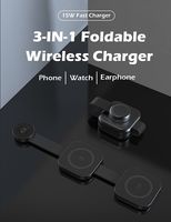 Chargeur sans fil magnétique universel pliable 15W, 3-en-1, portable pour iPhone/iWatch/charge rapide 10W, directement de l'usine