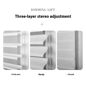 Stores enrouleurs motorisés intelligents Shangri-La à 3 couches, sans fil, filtrants la lumière, rechargeables par énergie <span class=keywords><strong>solaire</strong></span>, compatibles Zigbee - Product Image 5