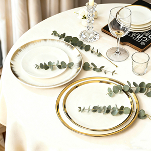 Assiettes <span class=keywords><strong>à</strong></span> dîner, <span class=keywords><strong>à</strong></span> salade et <span class=keywords><strong>à</strong></span> <span class=keywords><strong>dessert</strong></span> en céramique blanche et dorée, élégantes, article chaud en gros, vaisselle en <span class=keywords><strong>porcelaine</strong></span> - Product Image 3
