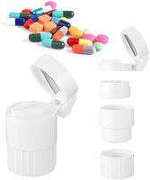 Boîte à pilules ronde Portable 4 en 1, pilulier, broyeur, séparateur de médicaments, pilulier, tablette, tasse d'eau, pilulier