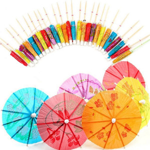 Octagonal Paper Cocktail Umbrellas 8cm Wide Disposable Garnish For Birthday Party Drink Decoration Set - Product Image 2