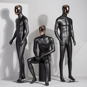 Maniquí Masculino de <span class=keywords><strong>Cuerpo</strong></span> Completo para Escaparate, con Acabado Cromado, en Posición de Pie o Sentado, Maniquíes de <span class=keywords><strong>Hombre</strong></span> en Negro Mate - Product Image 2