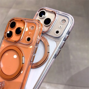 For iphone 13 14 15 16 17 Pro Max Invisible Bracket Stand Transparent clear case with Camera protection and Stand <b>Bulk</b> Wholesale - Product Image 5