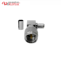 Connecteur coaxial RF mâle UHF haute fréquence plaqué argent, à angle droit, à sertir, pour câble LMR195/RG58/RG141/RG142