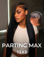 Perruque en cheveux humains vierges ultra-lisses, nœuds simples, dentelle frontale HD 13x5, haute densité, raie maximale, sans colle, pré-épilée, prête à porter