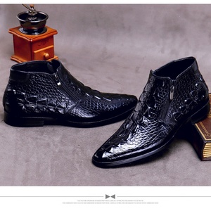 Bottes Martin pour hommes toutes saisons, style décontracté chic, en cuir de vachette pleine fleur, à enfiler, design respirant pour l'hiver - Product Image 5