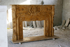 Villa européenne Hôtel Intérieur Maison Déco Pierre Naturelle Beige Marbre Cheminée Cheminée Surround avec Sculpture Complexe - Product Image 2