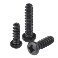 Screws Mini Phillips kepala panci ekor datar sekrup silang bulat kepala ujung datar baut kecil berlapis seng/hitam