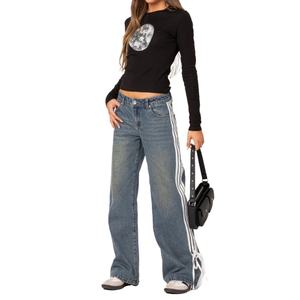 Nouveaux Jeans Baggy Oversize Lavés pour Filles, Mode Streetwear, Jeans pour Femmes avec Bordure - Product Image 4