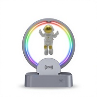 Speaker Bluetooth Levitasi Magnetik Lampu Malam Astronot Jam Alarm Ornamen Mini Kreatif Rumah Subwoofer Portabel Luar Ruangan