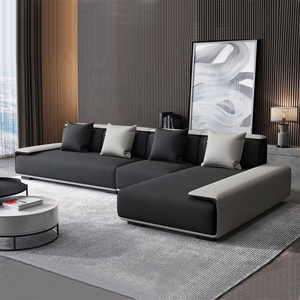 Modern European Genuine Leather Sectional <strong>Sofa</strong> Set with Stainless Steel Legs Comfortable <strong>Sofa</strong> <strong>Bed</strong> for Living Room Home <strong>Office</strong> - Product Image 1
