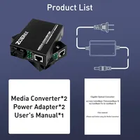 ZoeRax HTB-GS-03AB Paire de convertisseurs de média adaptatifs Gigabit 10/100/1000 Mbps Fibre Optique Émetteur-récepteur Ethernet SC Monomode RJ45