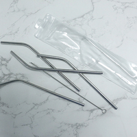 Vente en gros de paille à boire en métal réutilisable en acier inoxydable, ensemble de 4 avec brosse de nettoyage pour gobelet tasse boisson froide