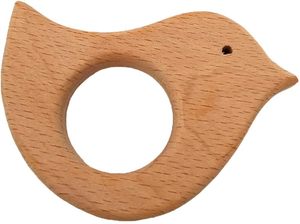 Encantador pájaro de madera de <span class=keywords><strong>dibujos</strong></span> <span class=keywords><strong>animados</strong></span>, forma de Animal Natural puro, juguetes de dentición de madera de haya, patrón hecho a mano, colgante de collar de joyería DIY - Product Image 2