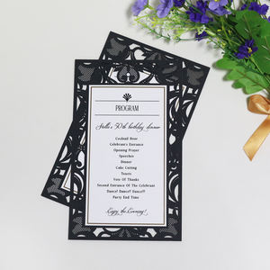 حافة قطع الليزر السوداء 50 حفلة عيد ميلاد أو بطاقة برنامج حفل زفاف مع تصميم مخصص - Product Image 1