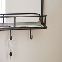 Étagère de style nordique avec miroirs à cadre métallique, en métal, avec crochets, décoration murale pour la maison