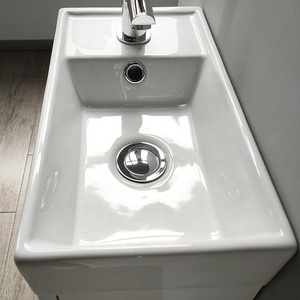 Lavage à la main minimaliste à petite échelle lavabo intégré évier armoire de salle de bain rectangle céramique bassin unique blanc - Product Image 5