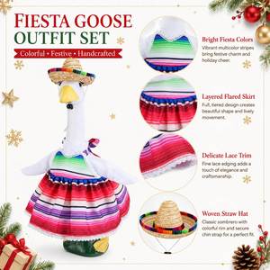 Pink <b>Dress</b> Costume Straw Sombrero Fiesta Porch Goose Clothes Garden Yard Party Decor - Product Image 4