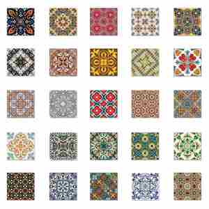 50 Pieces Antique <b>Flower</b> Tiles Cartoon Creative Pattern <b>Stickers</b> Landscape Materials for Planner Computer Decoration - Product Image 2