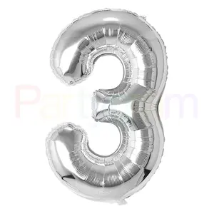 balon ulang tahun nomor 3 Suppliers-Hot Menjual 40 Inch Nomor 3 Balon Tubuh Langsing Besar Perak Foil Balon Balon Ulang Tahun Pesta Dekorasi Bar