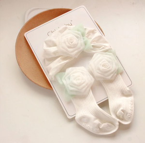 Conjunto de calcetines con sombrero de flores para niña recién nacida, conjunto de calcetines de algodón antideslizantes para niño recién nacido, regalos para niñas, conjunto de gorro turbante con flores rosas - Product Image 6