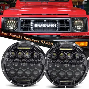 7 pouces voiture moto LED phare rond DRL feux de croisement phare pour Lada Niva <span class=keywords><strong>4X4</strong></span> tout-terrain Suzuki samouraï SJ410 - Product Image 1