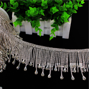 Lusso 8.5cm di cristallo strass frange Trim strass in ottone a catena <span class=keywords><strong>per</strong></span> abito da sposa - Product Image 2