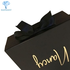 Custom Logo Big Small Folding Black Luxury <b>Wedding</b> With Ribbon Paper Gift <b>Box</b> Packaging - Product Image 2