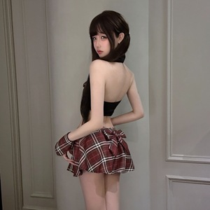 Sexy lingerie, sensual and alluring JK pleated skirt, seductive lingerie outfit, preppy style, qqny set - Product Image 2