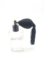 Flacon de parfum de luxe en fausse fourrure violette 100 ml, style vintage, vaporisateur vide en verre avec pompe dorée