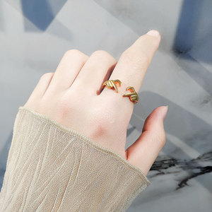 Creativity <b>Plain</b> Double Hands Heart Shaped Open <b>Rings</b> Copper Gold Plated Valentine's Day Jewelry For Girls Gift - Product Image 3