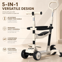 Trottinette Enfant Pliable 3-en-1 Multifonctionnelle avec Poignée Réglable et Roues en Plastique Sûres, Design Mignon d'Usine