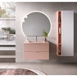 Modulo Bagno Completo LINE MATT PINK E NORDIC WHITE - Product Image 1