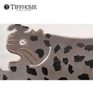 Tiff Home Cartoon Leopard Series Decorative Cushion Cover Luxury Embroidered Throw Pillow Rectangular Cushion Cover