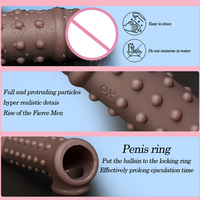 Anneau pénien à 9 modes de vibration Wolf Tooth avec télécommande, manchon extenseur en silicone pour pénis, jouets sexuels