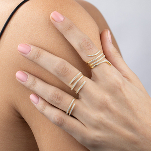 Anillos Abiertos Reversibles Personalizados de Plata de Ley 925 CANNER con Forma de Corazón y Nudo de Serpiente, con Perlas y Circonitas, para Parejas, Ideales para Bodas - Product Image 5