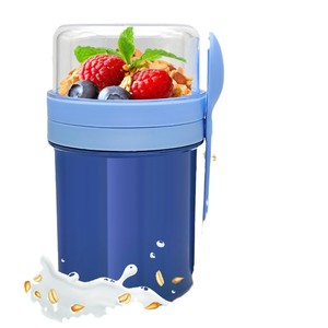 Vaso Portátil <span class=keywords><strong>de</strong></span> Doble Capa para Desayuno, Sellado, para Avena, Batidos, Yogur, con Utensilios para Beber Directo, Reductor <span class=keywords><strong>de</strong></span> Grasa - Product Image 1