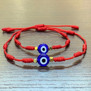 Juice Factory Fornecer Diretamente 7 Knots Pulseira Sorte Red String Tecido Mãe e <span class=keywords><strong>Baby</strong></span> Blue Eye Pulseira - Product Image 1