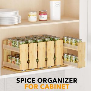 Heavy Duty Wall-Mounted Pull-Out Spice Rack Cabinet Organizer Double Sliding 7.6" Wide 3 Drawers (2" Wide) Modern Design - Product Image 6